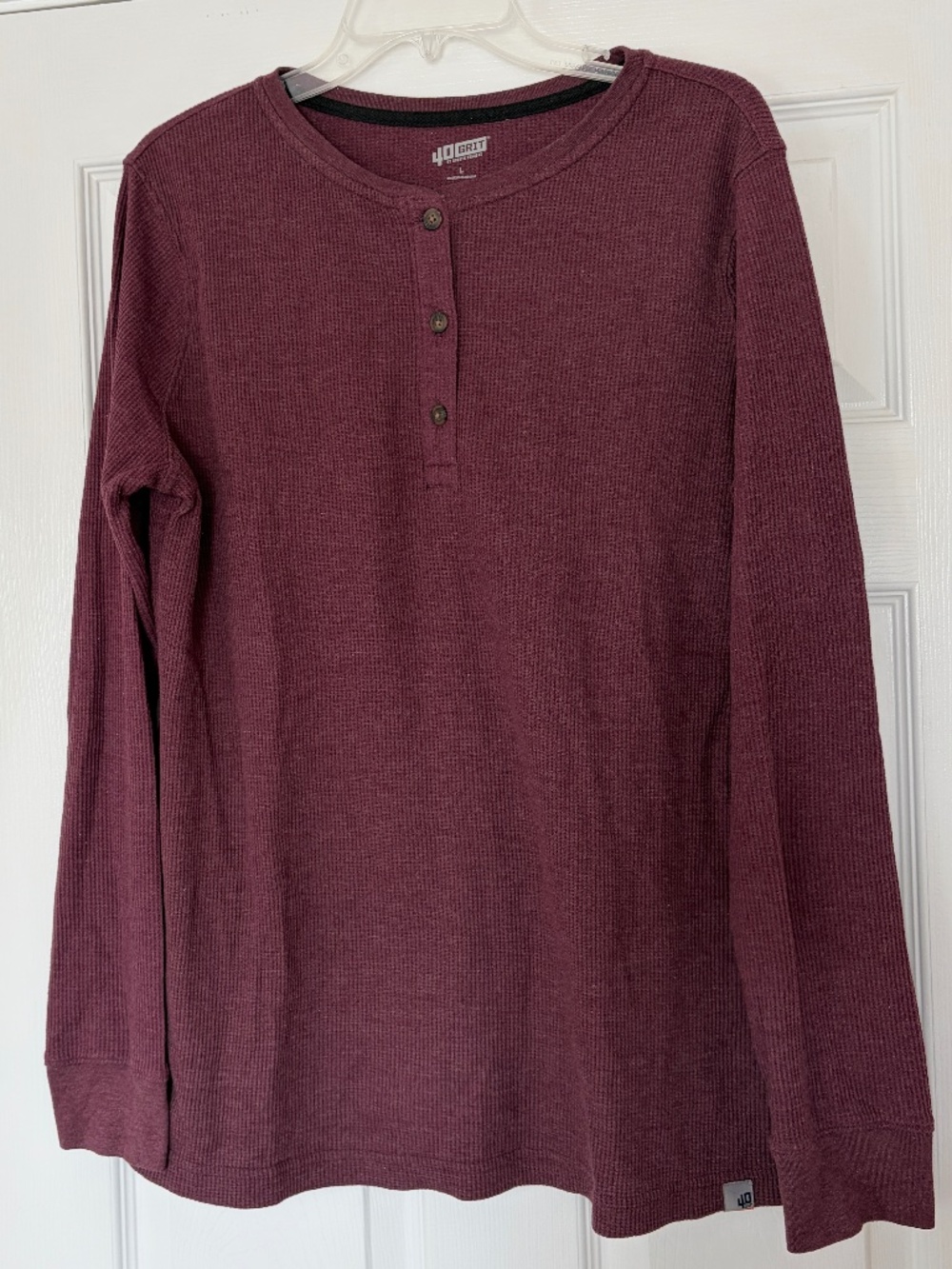 Duluth Trading Women's 40 Grit Thermal Long Sleeve Henley Shirt Size L Purple